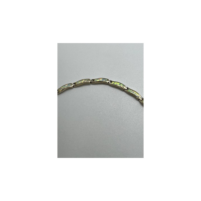 925 Sterling Silver Opal Bracelet 7.5 in