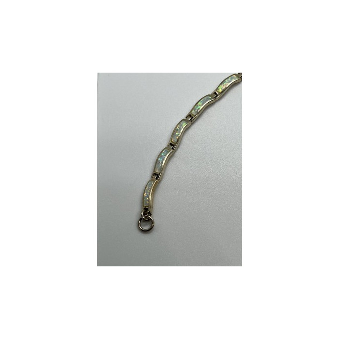 925 Sterling Silver Opal Bracelet 7.5 in