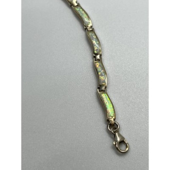 925 Sterling Silver Opal Bracelet 7.5 in