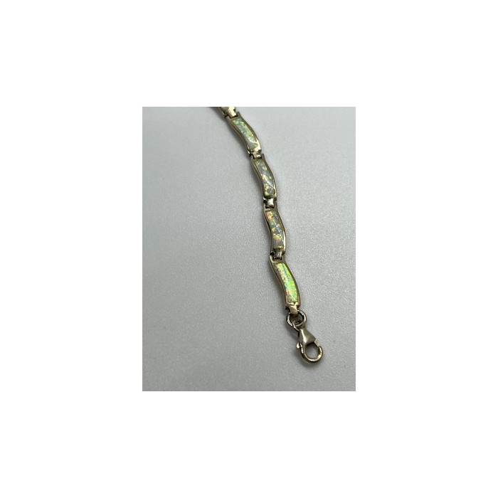 925 Sterling Silver Opal Bracelet 7.5 in