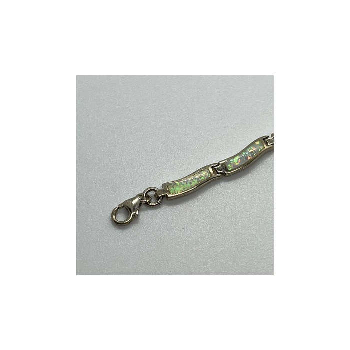 925 Sterling Silver Opal Bracelet 7.5 in