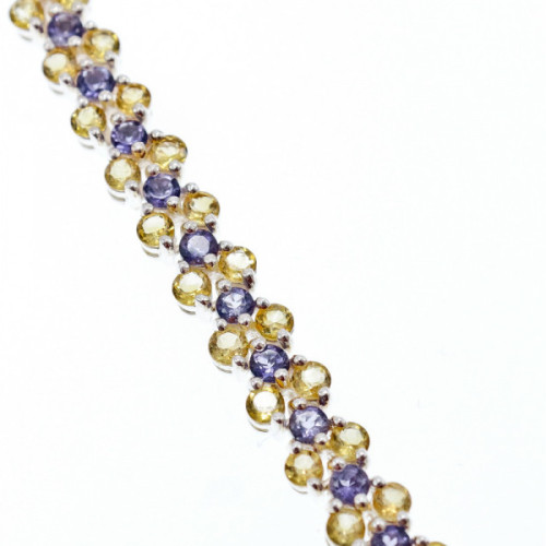 925 Sterling Silver Citrine & Amethyst Bracelet Size 7.5 IN