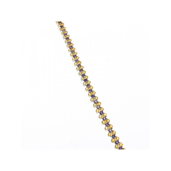 925 STERLING SILVER CITRINE & AMETHYST BRACELET SIZE 7.5 IN