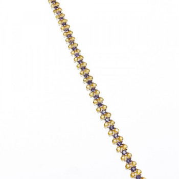 925 Sterling Silver Citrine & Amethyst Bracelet Size 7.5 IN