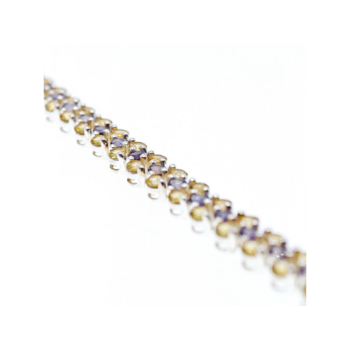 925 STERLING SILVER CITRINE & AMETHYST BRACELET SIZE 7.5 IN