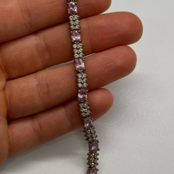 925 Sterling Silver Morganite & Goshenite Bracelet