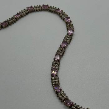 925 Sterling Silver Morganite & Goshenite Bracelet