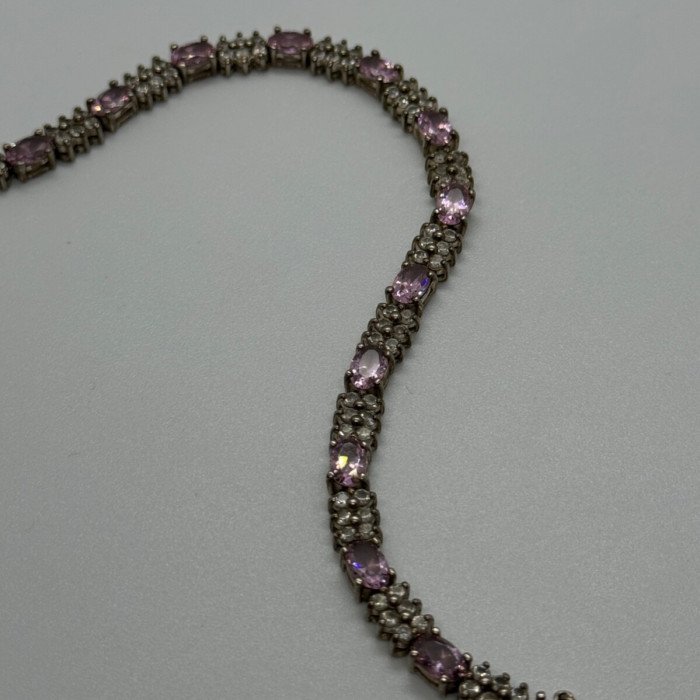 925 Sterling Silver Morganite & Goshenite Bracelet