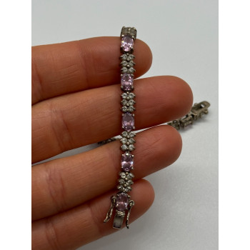 925 STERLING SILVER  MORGANITE & GOSHENITE BRACELET
