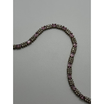 925 STERLING SILVER  MORGANITE & GOSHENITE BRACELET