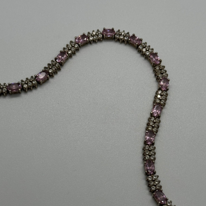925 Sterling Silver Morganite & Goshenite Bracelet