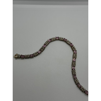 925 STERLING SILVER  MORGANITE & GOSHENITE BRACELET