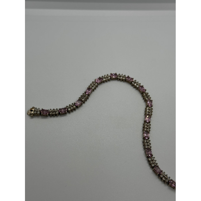 925 STERLING SILVER  MORGANITE & GOSHENITE BRACELET