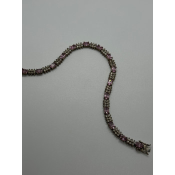 925 STERLING SILVER  MORGANITE & GOSHENITE BRACELET