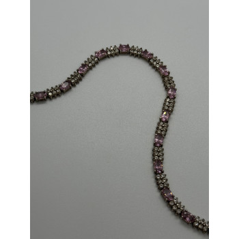 925 STERLING SILVER  MORGANITE & GOSHENITE BRACELET