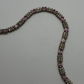 925 Sterling Silver Morganite & Goshenite Bracelet