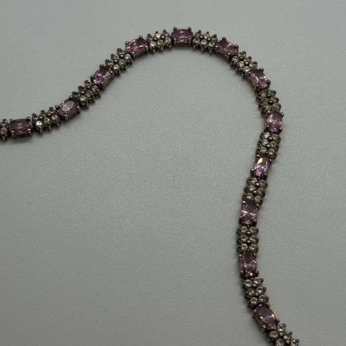 925 Sterling Silver Morganite & Goshenite Bracelet