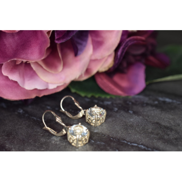 925 Sterling Silver Clear Quartz Earrings
