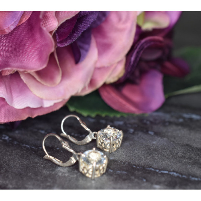 925 Sterling Silver Clear Quartz Earrings