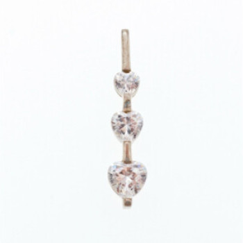 925 Sterling Silver CZ Three Hearts Pendant