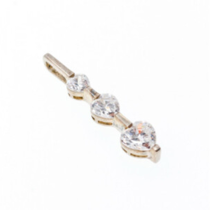925 Sterling Silver CZ Three Hearts Pendant