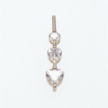 925 Sterling Silver CZ Three Hearts Pendant