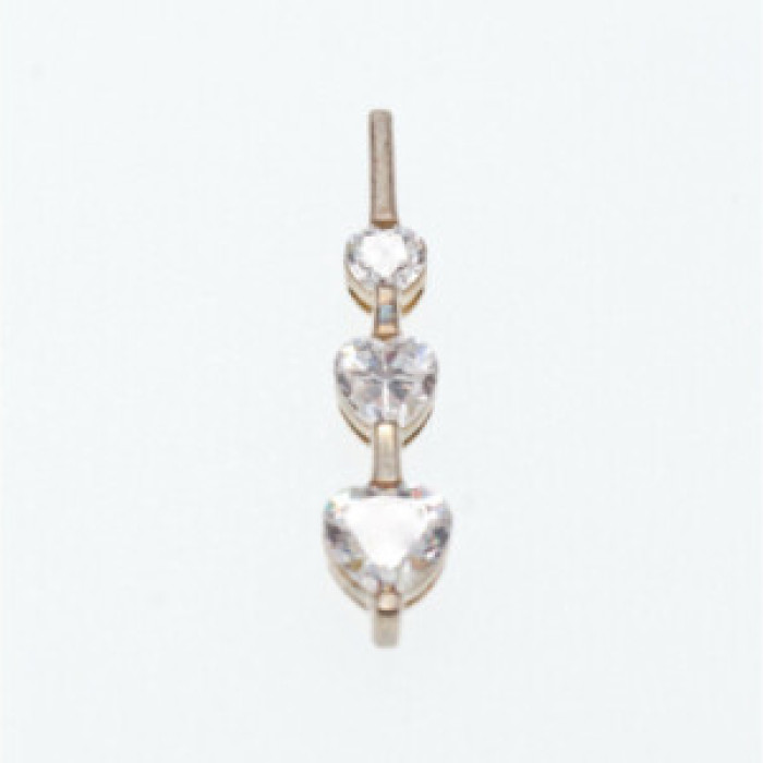 925 Sterling Silver CZ Three Hearts Pendant
