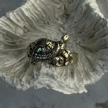 925 Sterling Silver Turtle Ring Sizable Maximum Size 3