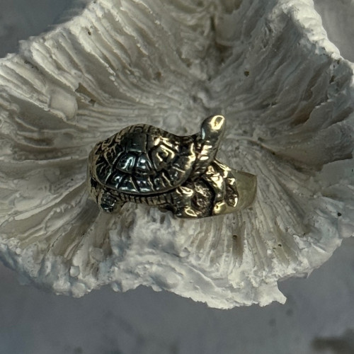 925 Sterling Silver Turtle Ring Sizable Maximum Size 3