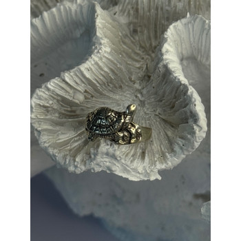 925 Sterling Silver Turtle Ring Sizable Maximum Size 3