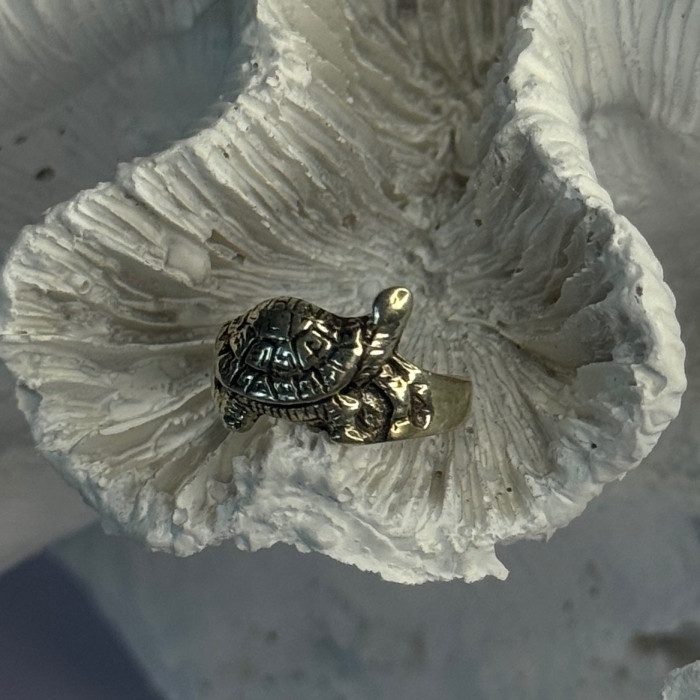 925 Sterling Silver Turtle Ring Sizable Maximum Size 3