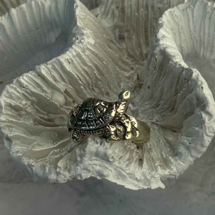 925 Sterling Silver Turtle Ring Sizable Maximum Size 3