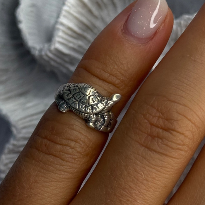 925 Sterling Silver Turtle Ring Sizable Maximum Size 3