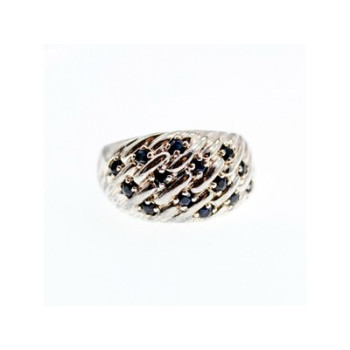 925 Sterling Silver Sapphires Ring Size 7