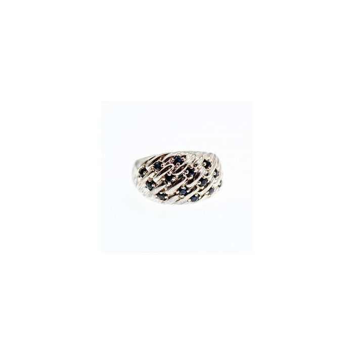 925 Sterling Silver Sapphires Ring Size 7