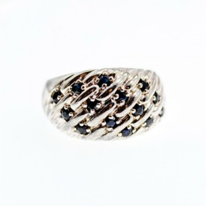 925 Sterling Silver Sapphires Ring Size 7