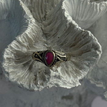 925 Sterling Silver Pink Turquoise Ring Size 3