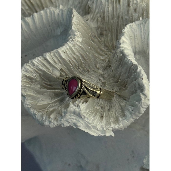 925 Sterling Silver Pink Turquoise Ring Size 3