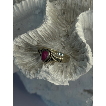 925 Sterling Silver Pink Turquoise Ring Size 3