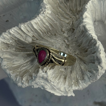 925 Sterling Silver Pink Turquoise Ring Size 3