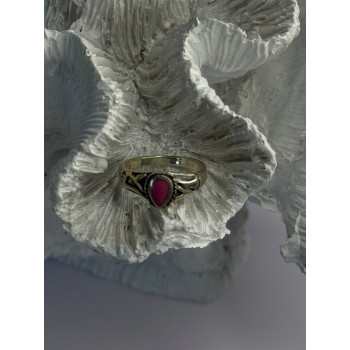 925 Sterling Silver Pink Turquoise Ring Size 3