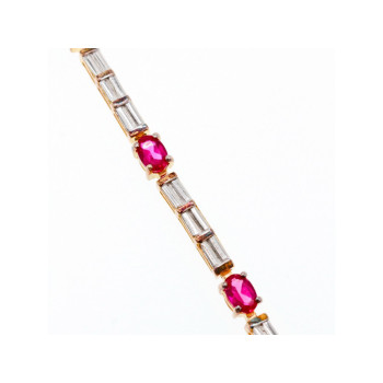 925 STERLING SILVER GOLD PLATED SPINEL & CZ BRACELET SIZE 7.5 IN
