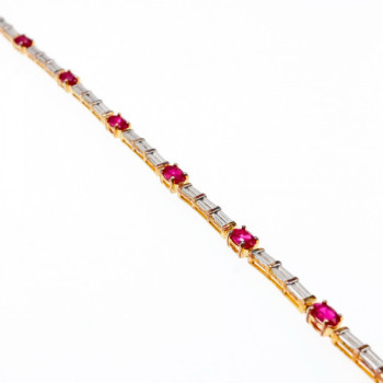 925 Sterling Silver Gold Plated Spinel & CZ Bracelet Size 7.5 IN