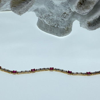 925 Sterling Silver Gold Plated Spinel & CZ Bracelet Size 7.5 IN