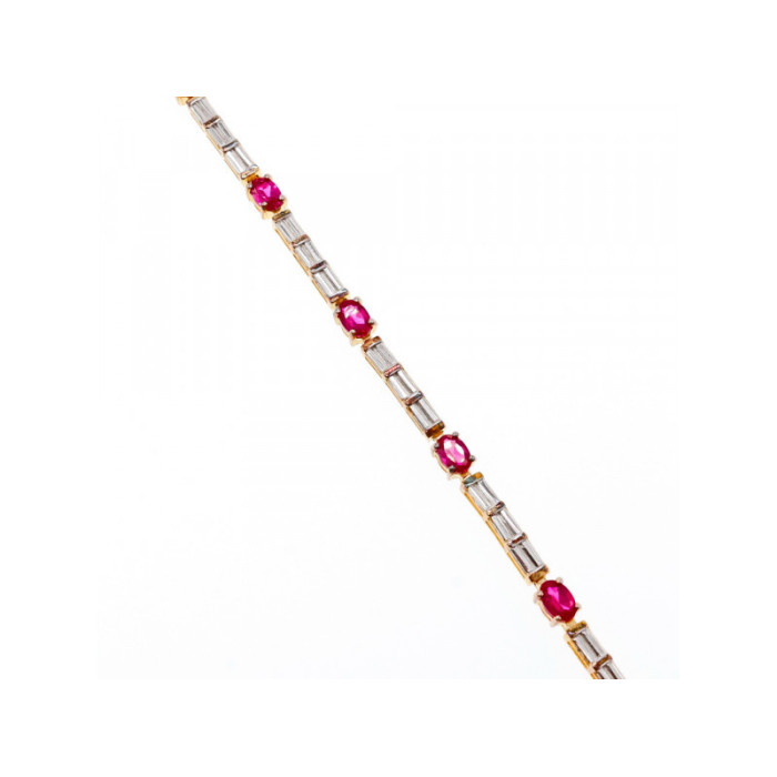 925 STERLING SILVER GOLD PLATED SPINEL & CZ BRACELET SIZE 7.5 IN