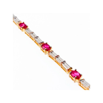 925 STERLING SILVER GOLD PLATED SPINEL & CZ BRACELET SIZE 7.5 IN