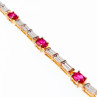925 Sterling Silver Gold Plated Spinel & CZ Bracelet Size 7.5 IN