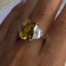 925 Sterling Silver Citrine & Beryl Ring Size 11