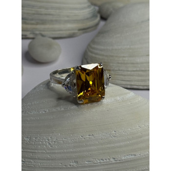 925 Sterling Silver Citrine & Beryl Ring Size 11