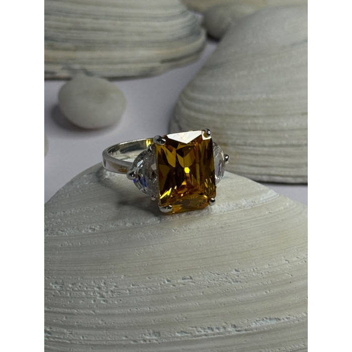 925 Sterling Silver Citrine & Beryl Ring Size 11